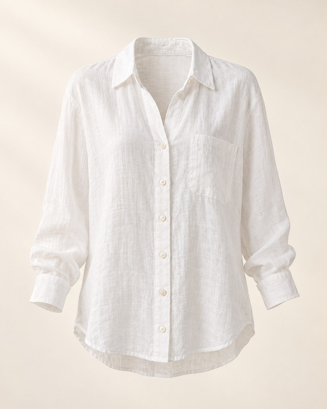Linen Button-Front Blouse