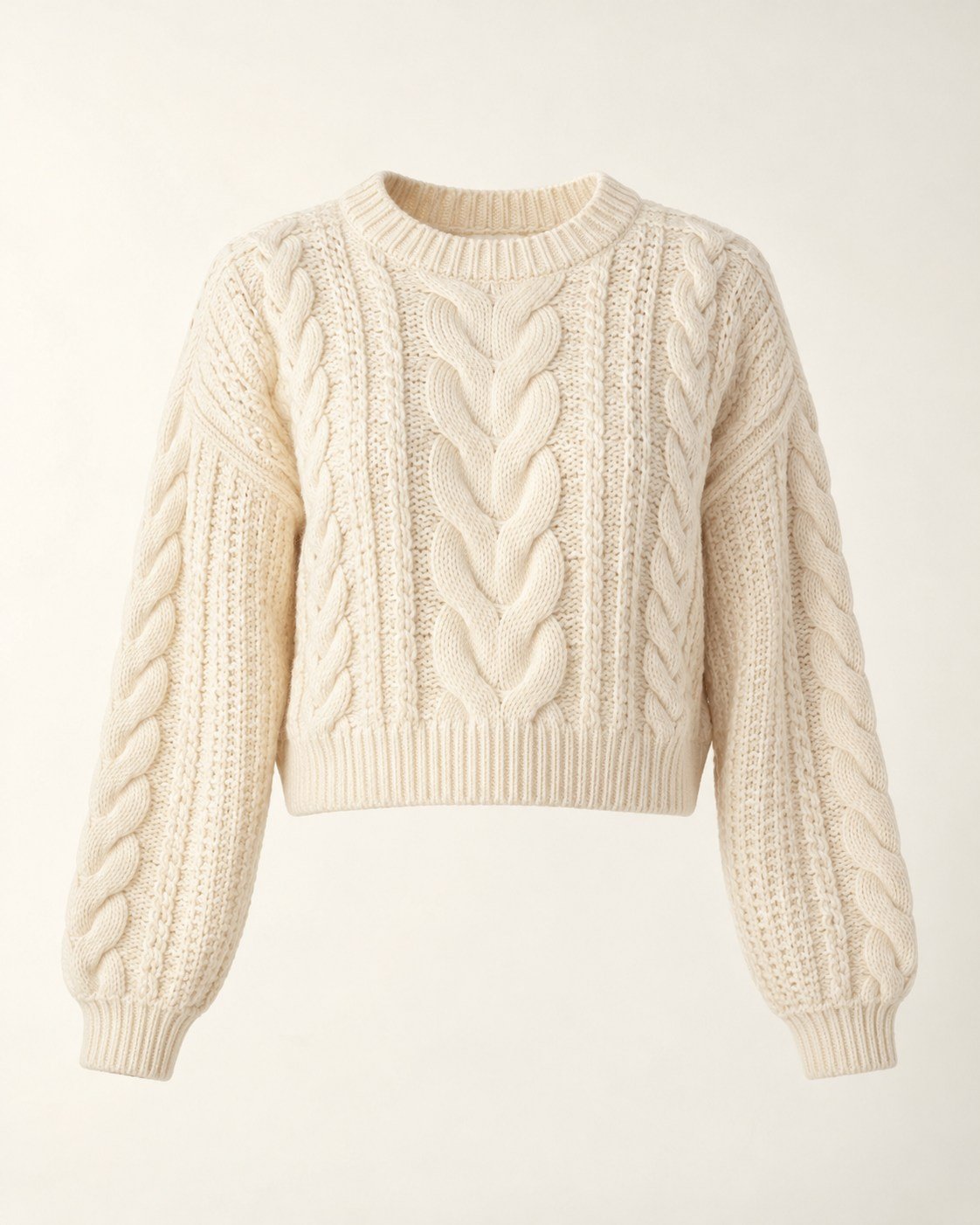 Cropped Cable Knit Sweater