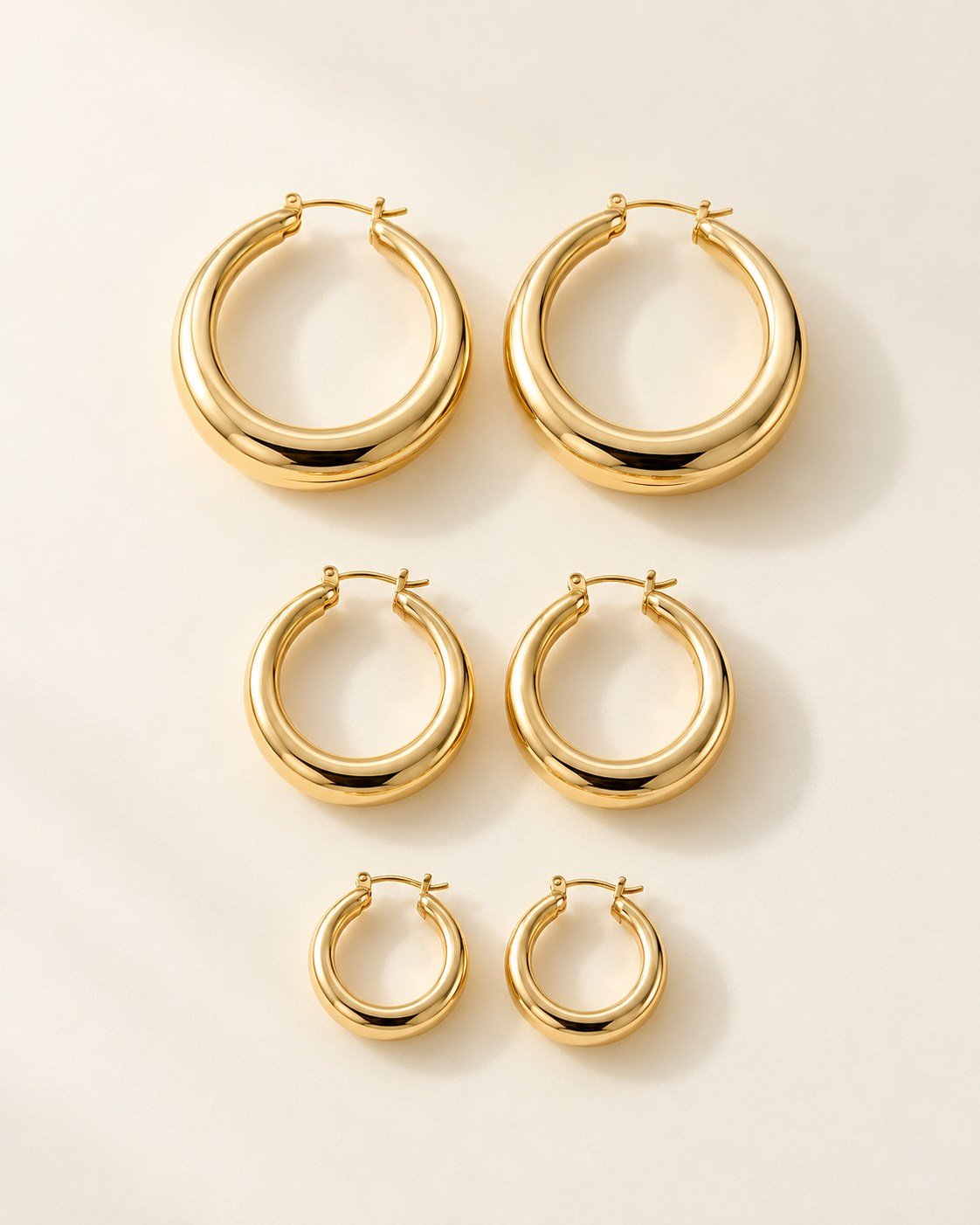 Gold Hoop Earrings Set