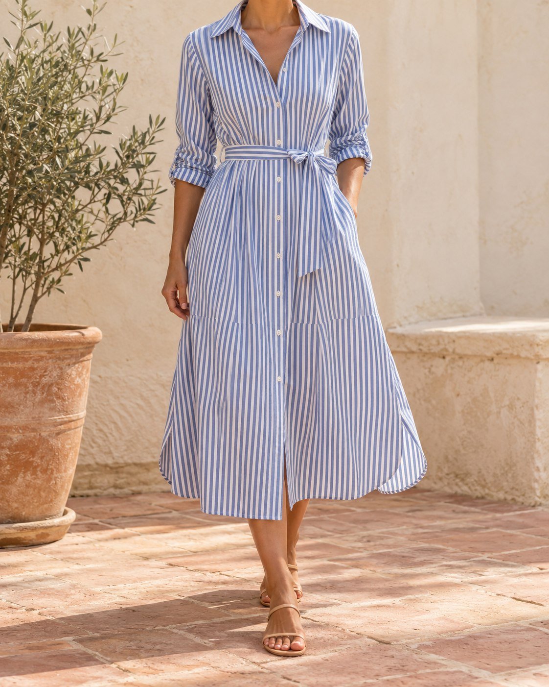 Coastal Stripe Shirt Dress