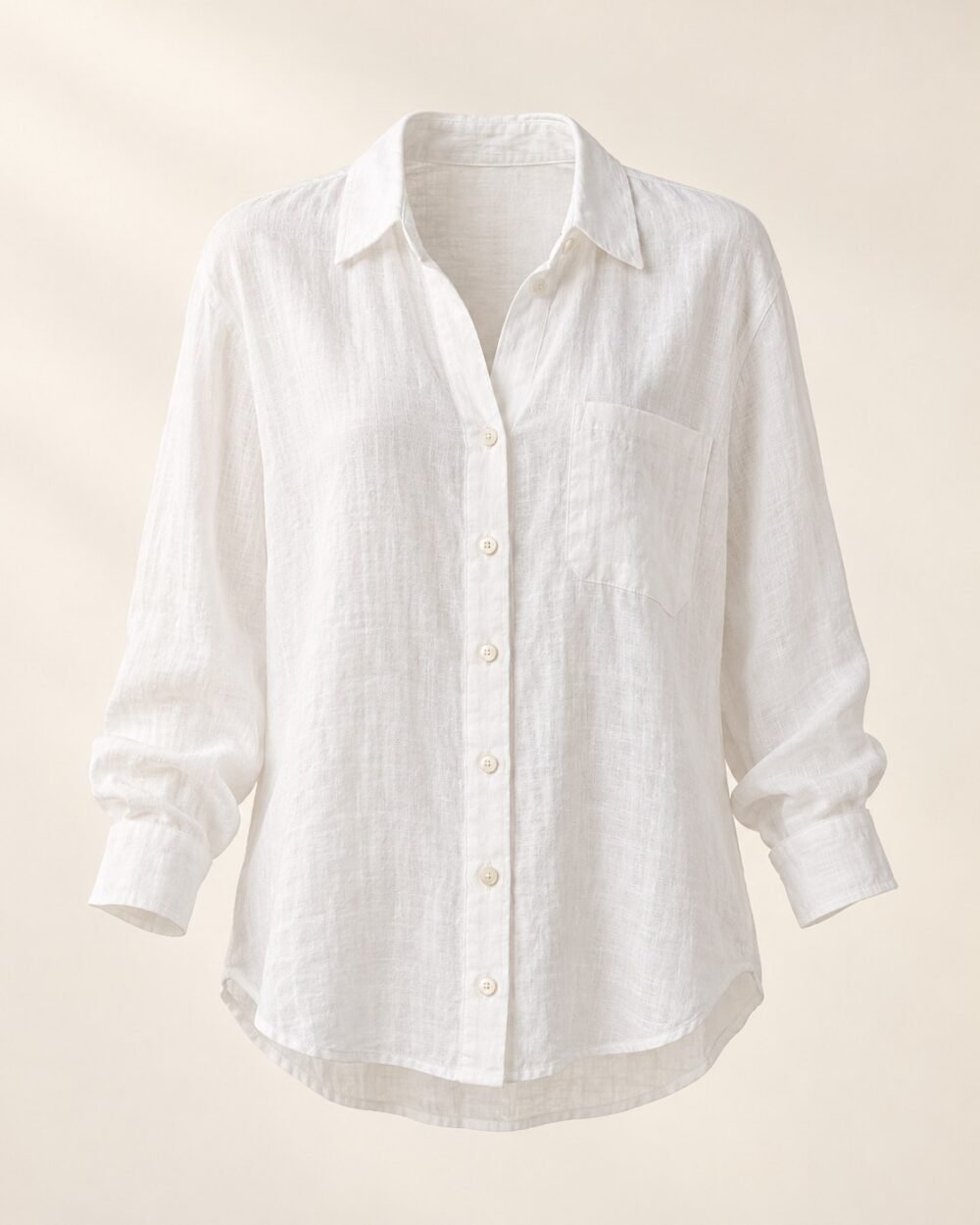 Linen Button-Front Blouse