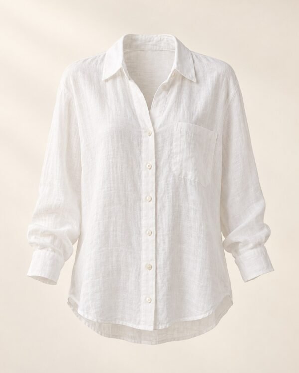 Linen Button-Front Blouse