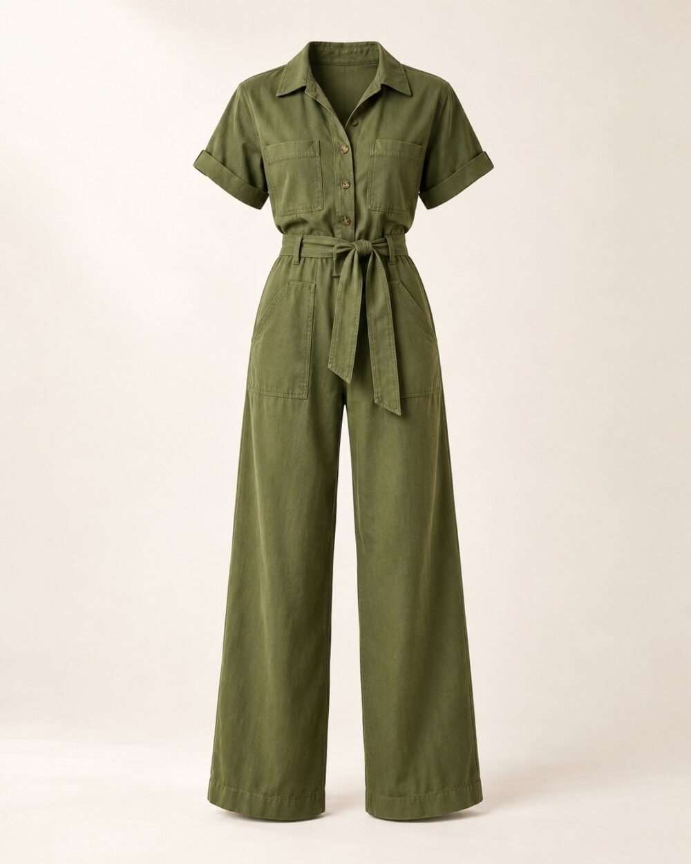 Wide-Leg Utility Jumpsuit