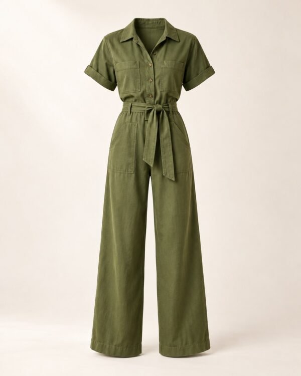 Wide-Leg Utility Jumpsuit
