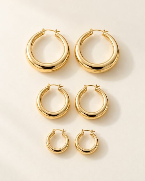 Gold Hoop Earrings Set